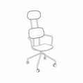 krzesło z zagłówkiem New School N2N03K podstawa czteroramienna z kółkami