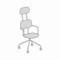 upholstered chair with headrest fixed base with castors New School N2N03KF
