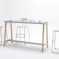 stół wysoki Ogi W: aluminium satinato; hoker New School: RAL7044